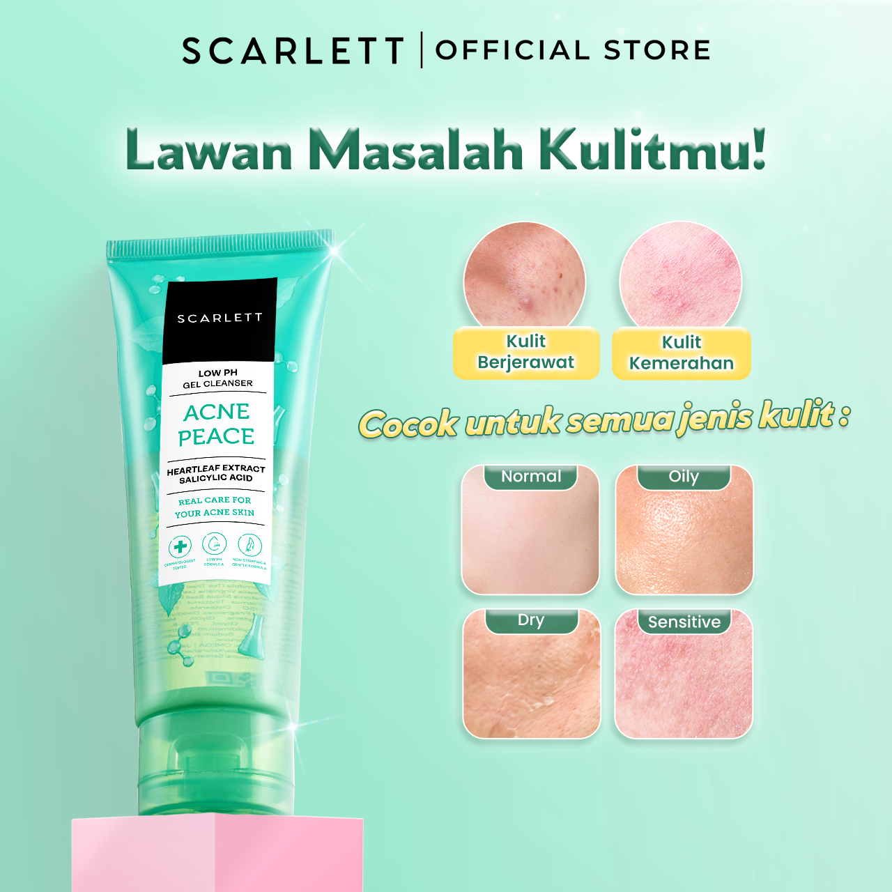 SCARLETT Low pH Acne Peace Gel Cleanser-Facial Wash Gentle Sabun Cuci Muka Low pH 100ml