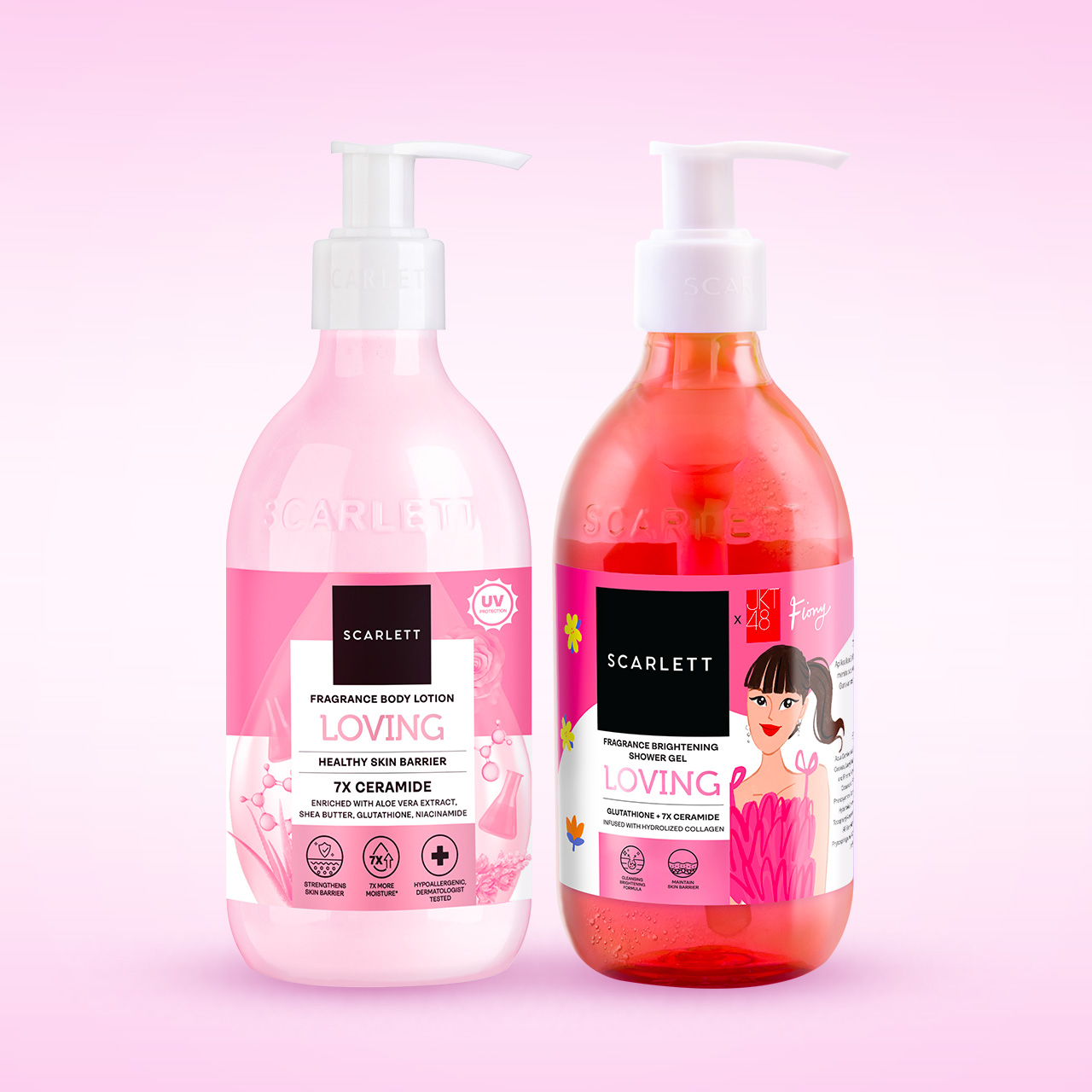 Scarlett Whitening Bundle Body Lotion + Shower Gel (Loving Booster)
