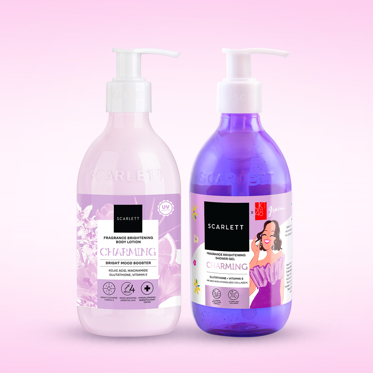 Scarlett Whitening Bundle Body Lotion + Shower Gel (Charming Booster)