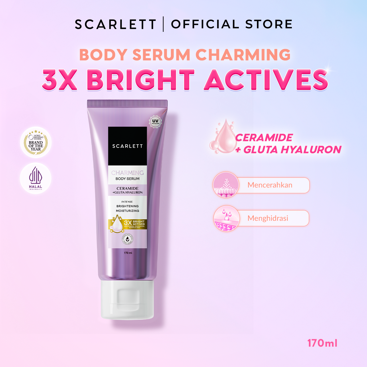 Scarlett Body Serum Tube Charming - Kemasan 170ml