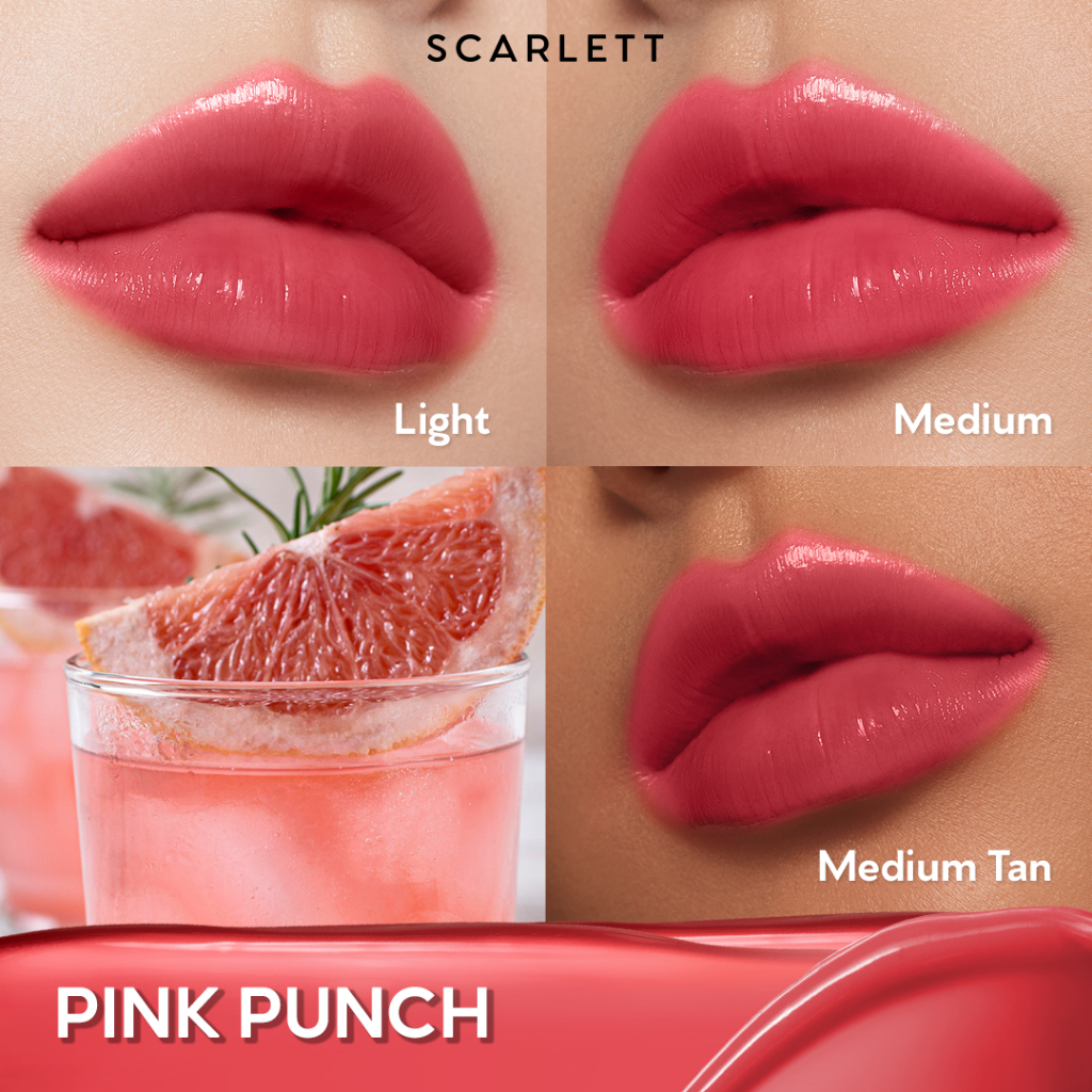 [IN VITRO SPF 50+ PA++++] SCARLETT GLASS GLOW TINTED LIP BALM PINK PUNCH - Moisturizing & hydrating, natural lip color, plumpy lips, cover bibir gelap, mencerahkan bibir, UV Filter