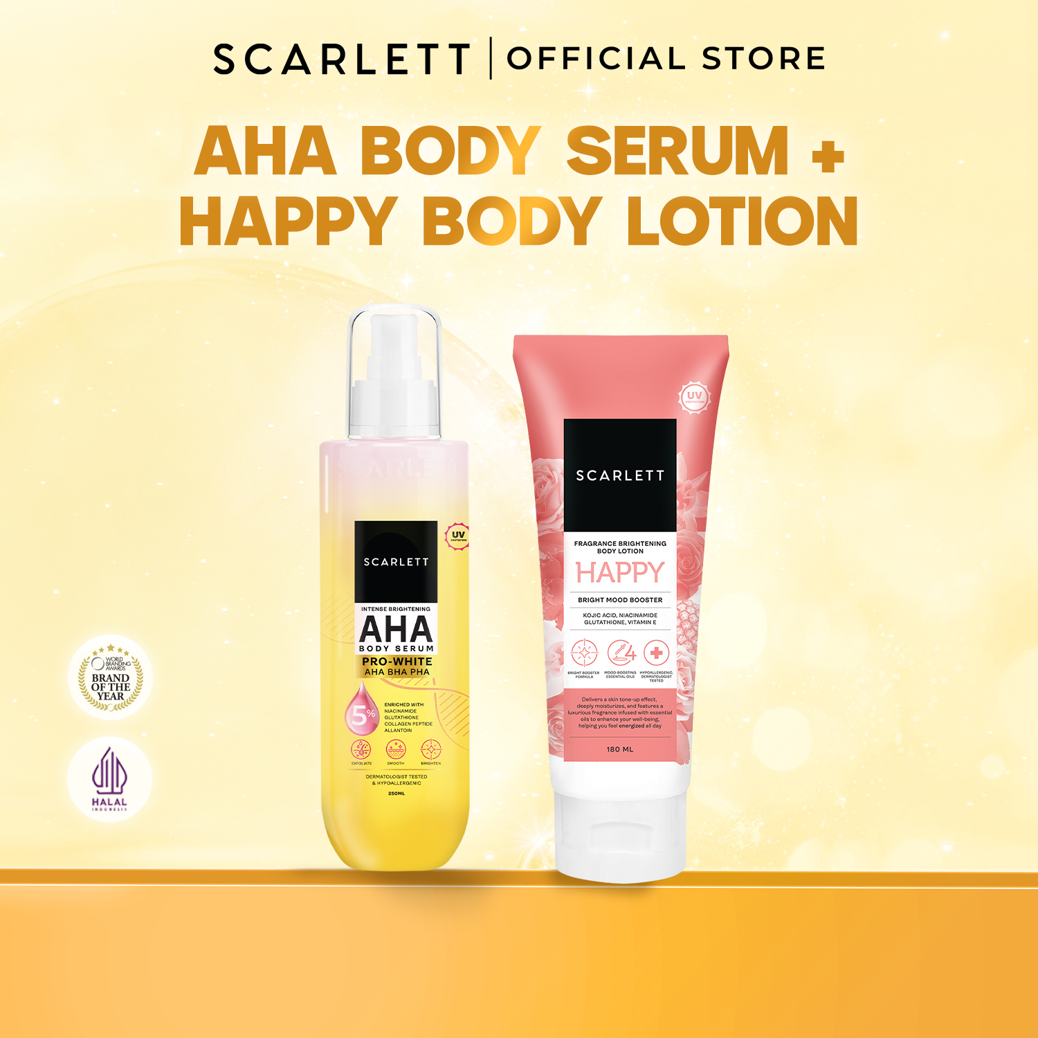 Scarlett Bundle AHA Body Serum + Tube Lotion Happy