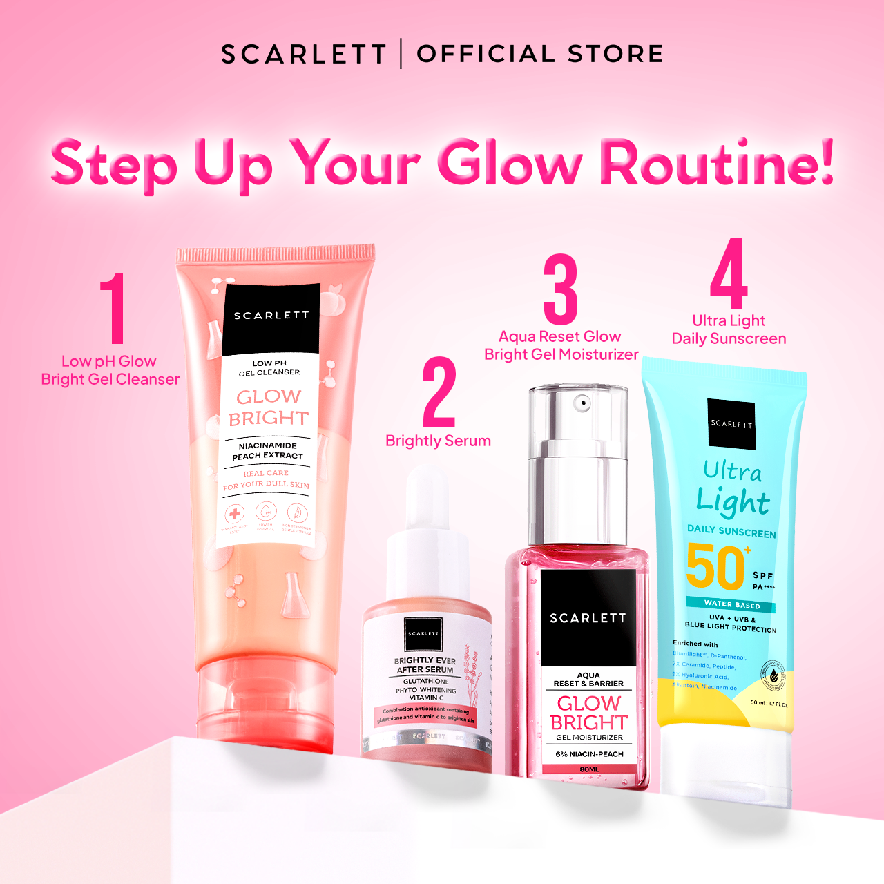 SCARLETT Low pH Glow Bright Gel Cleanser-Facial Wash Gentle Formula 100ml