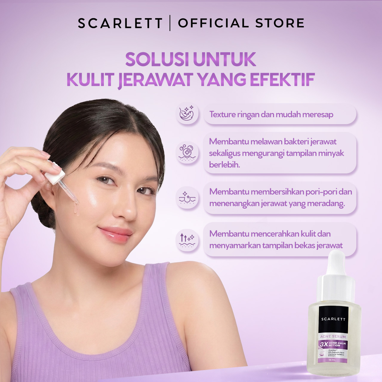 NEW FORMULA Scarlett Acne Serum Azeclair, 2% Salicylic Acid & Niacinamide - Serum Jerawat , Melawan Jerawat , Membantu Menyamarkan Tampilan Jerawat, Cocok Untuk Kulit Berjerawat