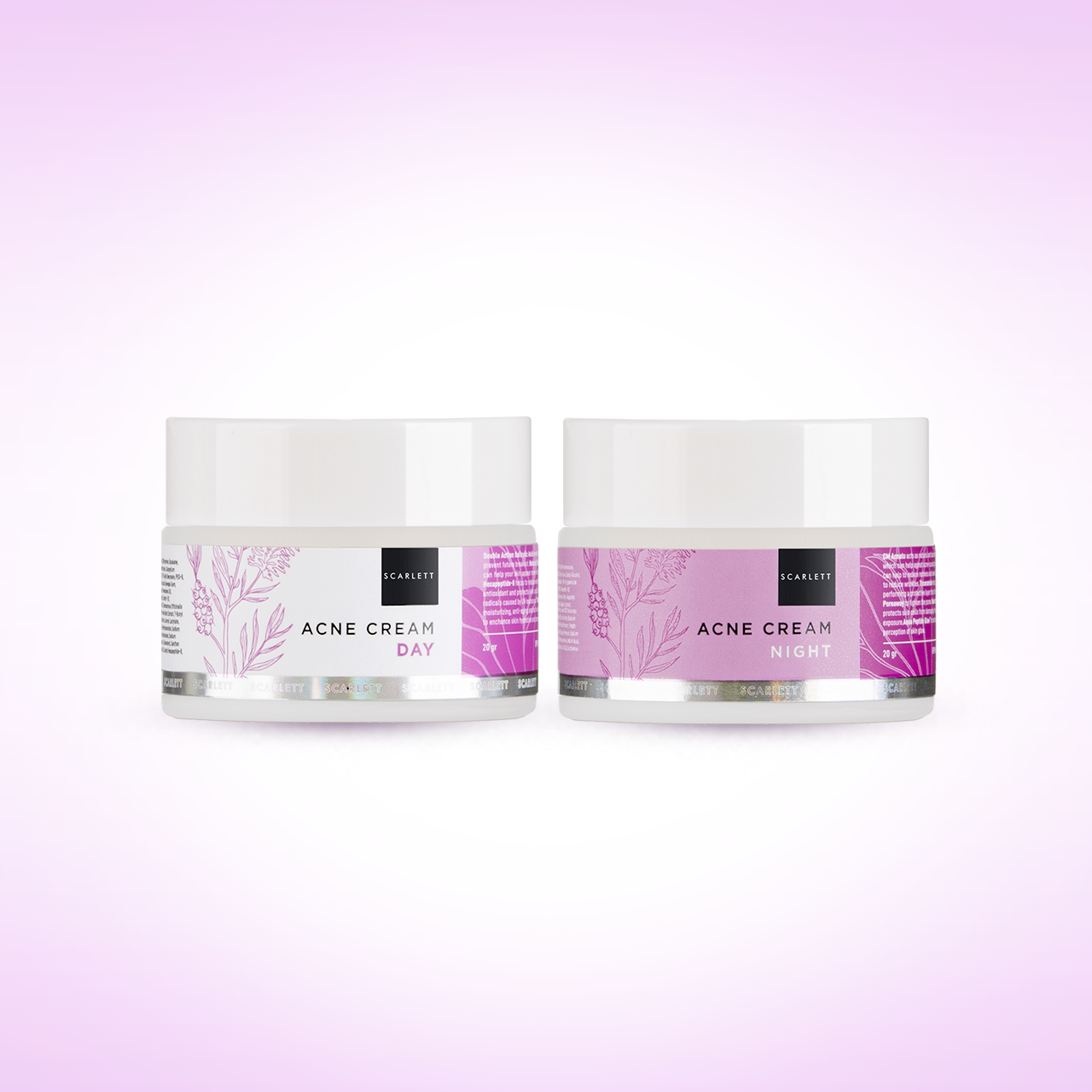 Scarlett Combo Acne Cream melembabkan dan merawat kulit berjerawat [Acne Day Cream + Night Cream]