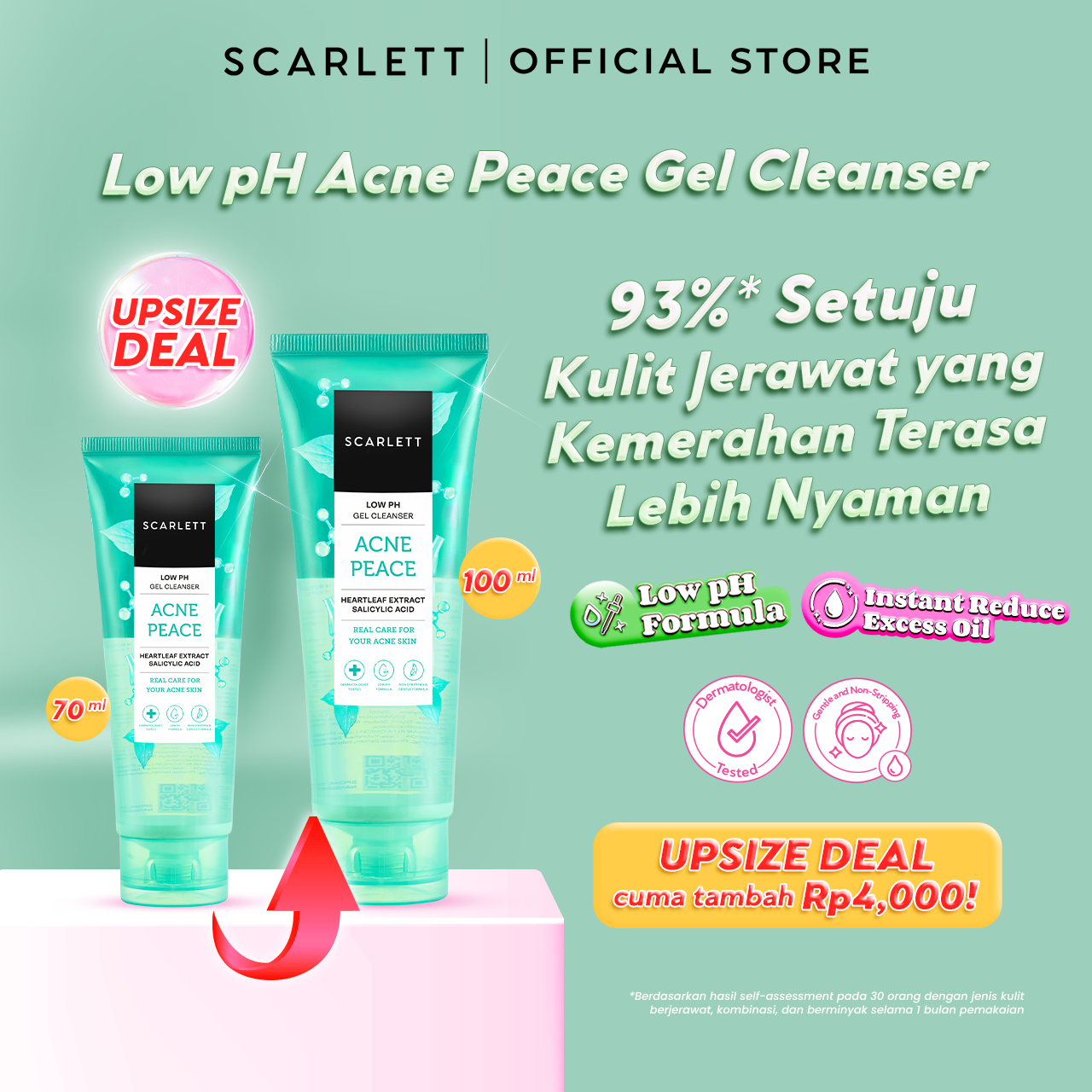 SCARLETT Low pH Acne Peace Gel Cleanser-Facial Wash Gentle Sabun Cuci Muka Low pH 100ml