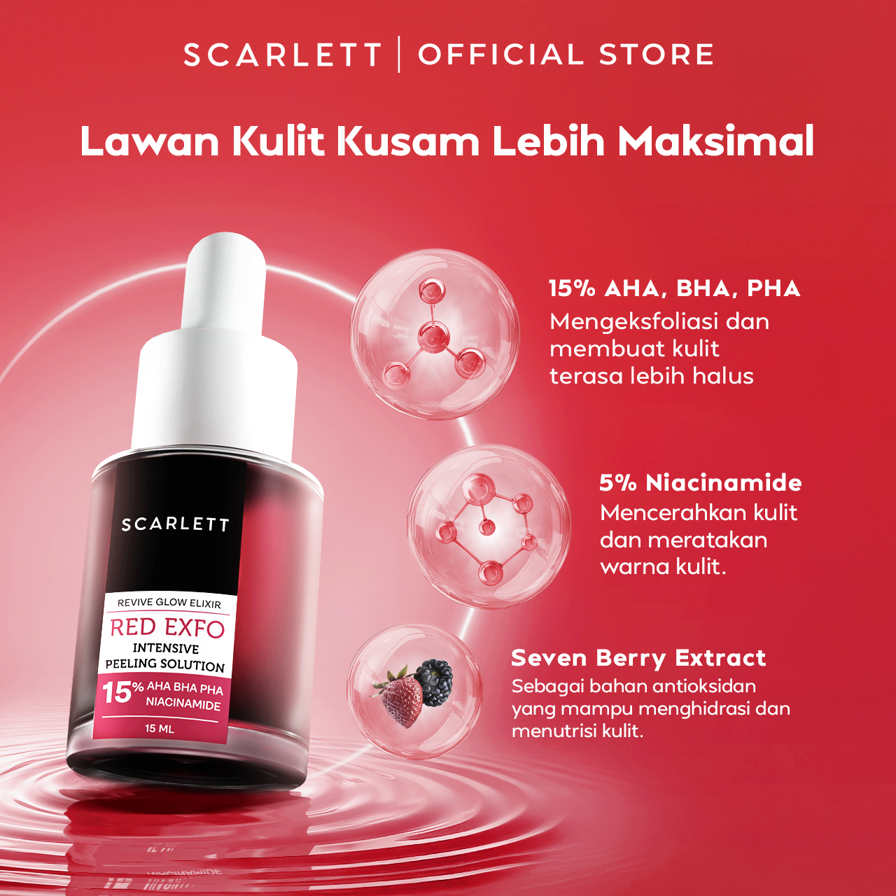 Scarlett Revive Glow Elixir Red Exfo Intensive Peeling Solution