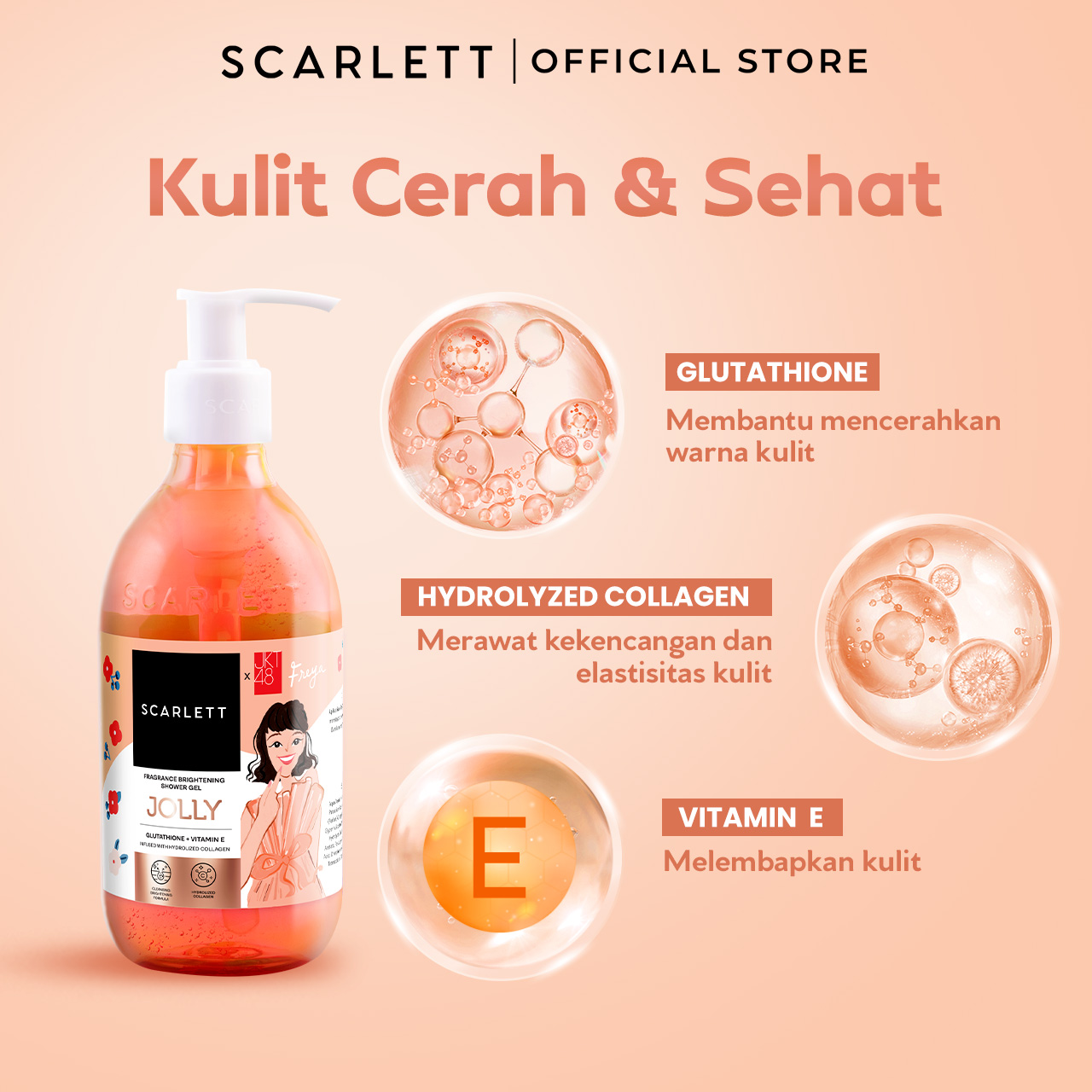 Scarlett Fragrance Brightening Shower Gel Jolly | Body Wash | Sabun Mandi Cair