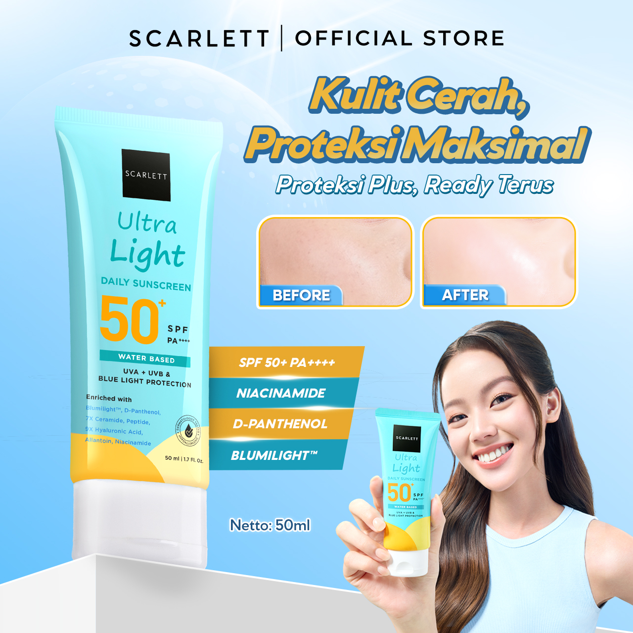 Scarlett Triplepack Ultra Light Daily Sunscreen SPF 50+ PA++++