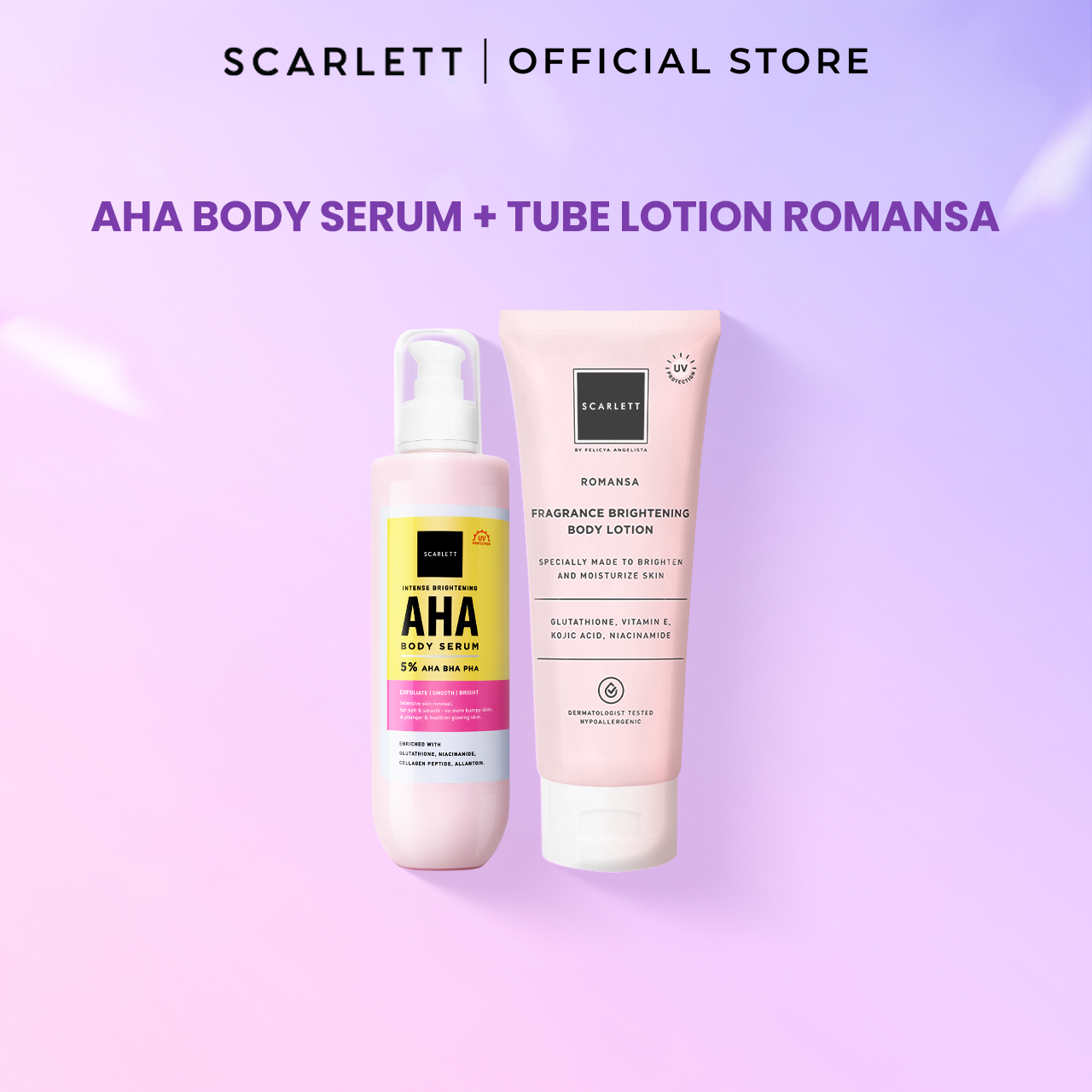 Scarlett Bundle AHA Body Serum + Tube Lotion Romansa