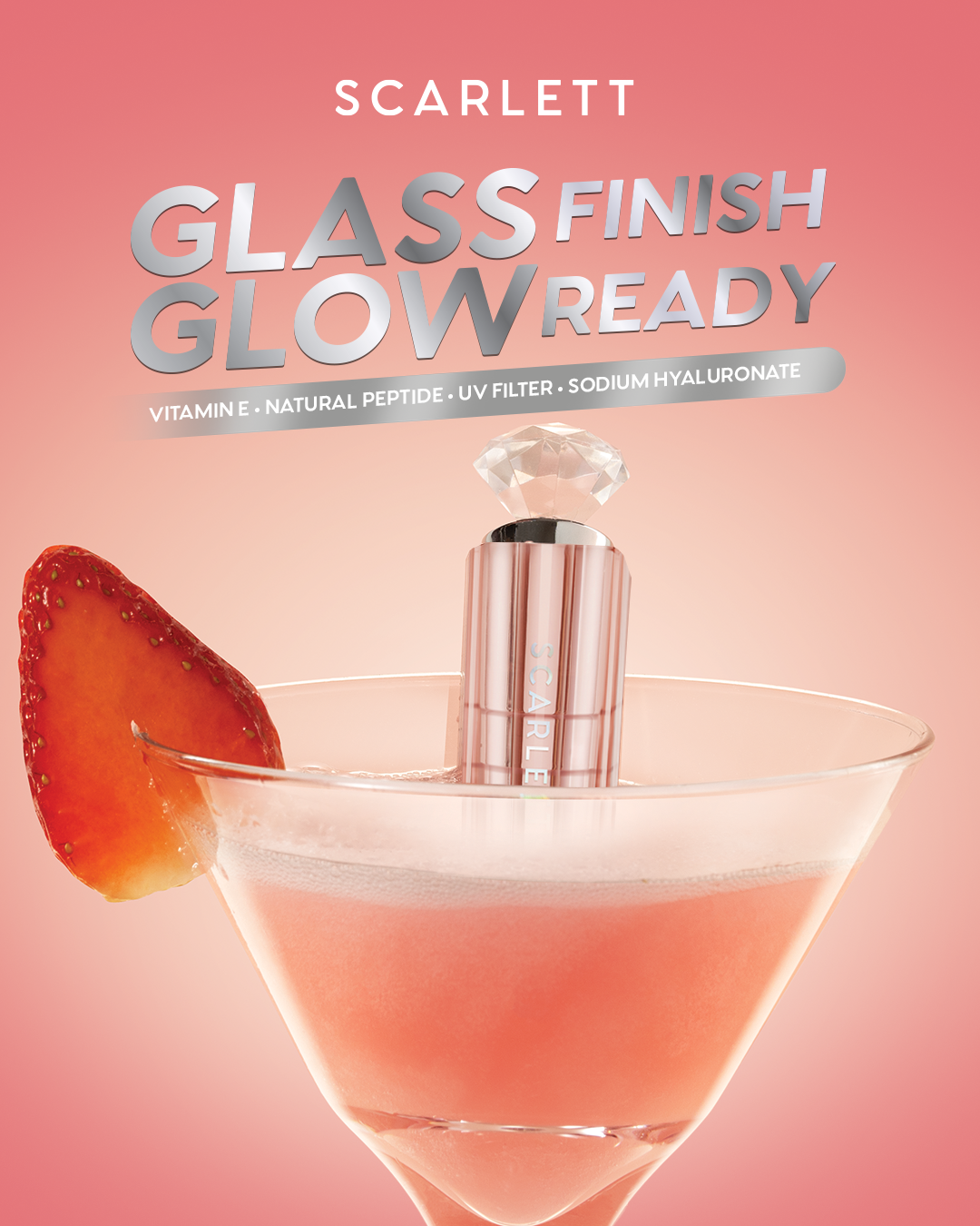 [IN VITRO SPF 50+ PA++++] SCARLETT GLASS GLOW TINTED LIP BALM PINK PUNCH - Moisturizing & hydrating, natural lip color, plumpy lips, cover bibir gelap, mencerahkan bibir, UV Filter