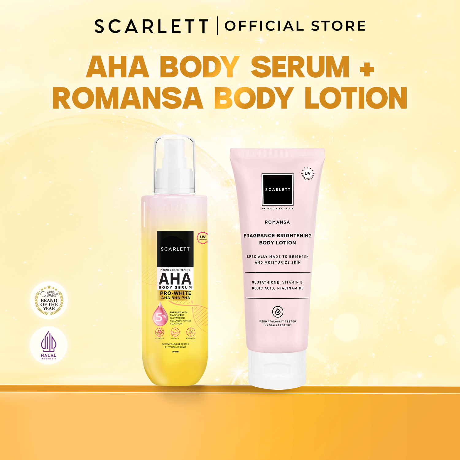 Scarlett Bundle AHA Body Serum + Tube Lotion Romansa