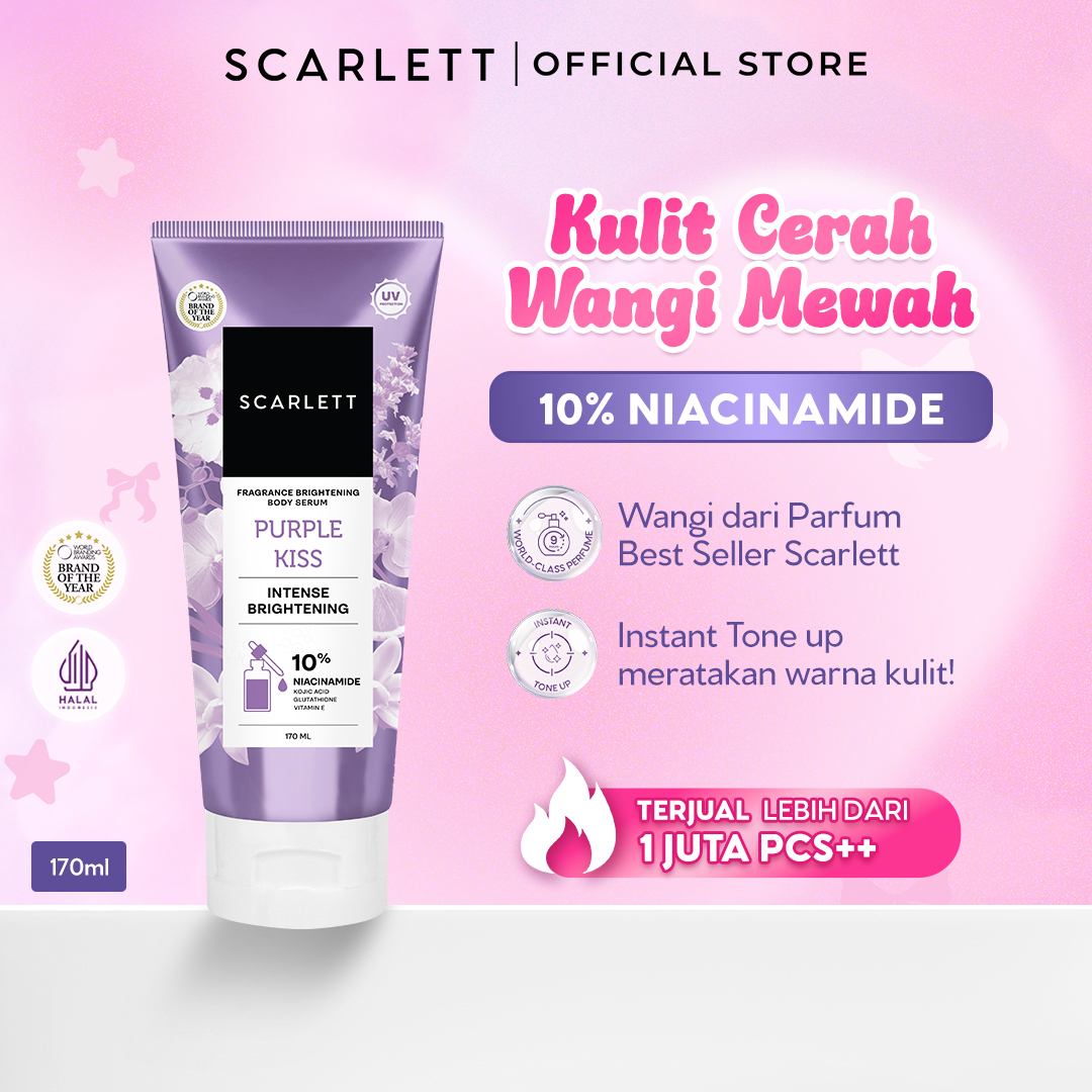 SCARLETT 10% NIACINAMIDE Fragrance Brightening Body Serum Tube Purple Kiss 170ml
