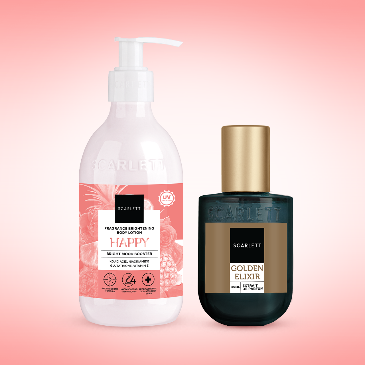 Scarlett SCENT-SATIONAL DUO - Sunshine Bliss (Body Lotion Happy Booster + Parfum Golden Elixir)