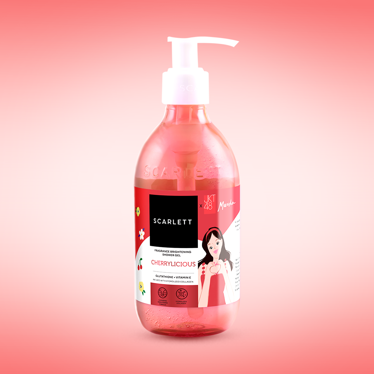 Scarlett Fragrance Brightening Shower Gel Cherrylicious | Body Wash | Sabun Mandi Cair