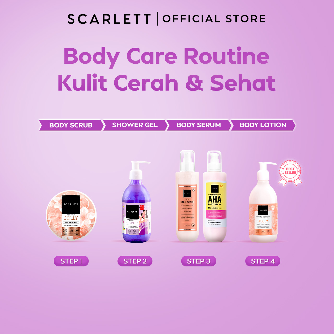 Scarlett Fragrance Brightening Shower Gel Charming | Body Wash | Sabun Mandi Cair
