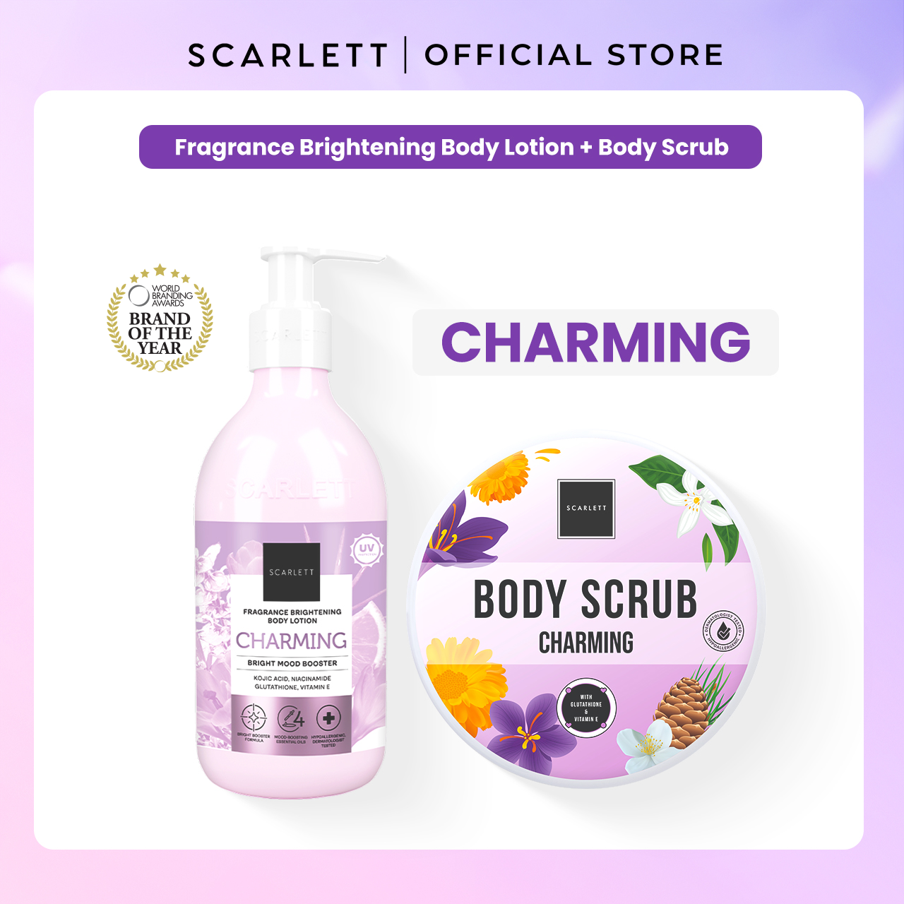 Scarlett Bundle Body Lotion + Body Scrub (Charming Booster)