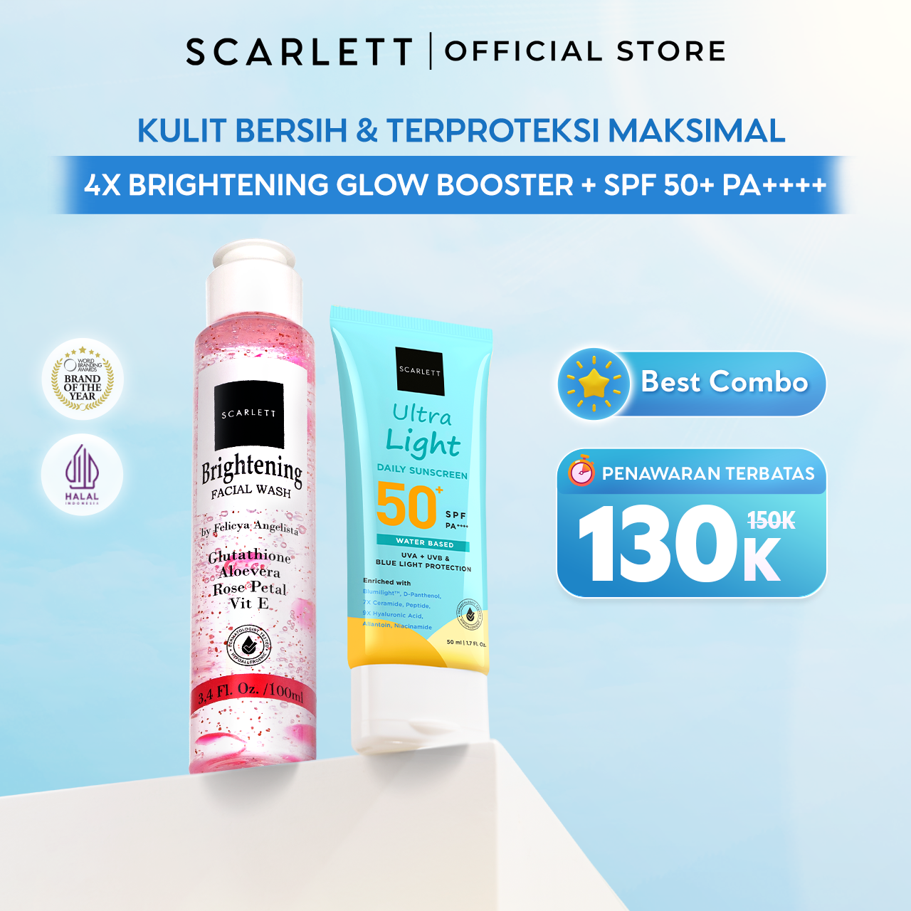 Scarlett Ultra Light Daily Sunscreen + Brightening Facial Wash