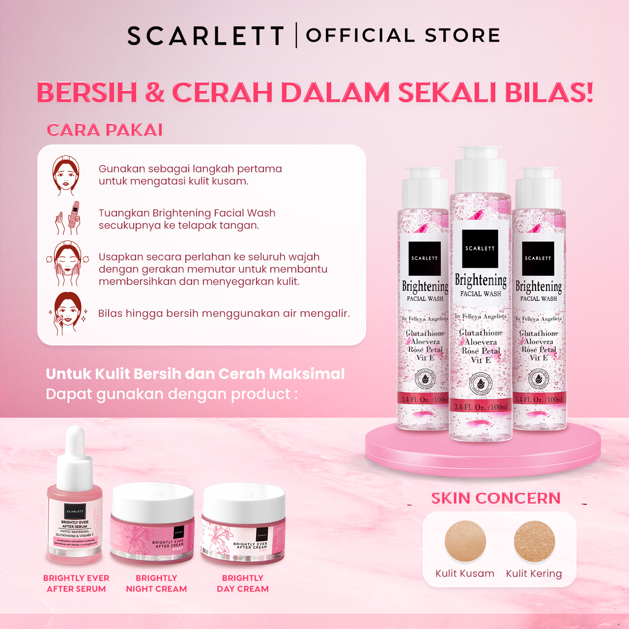 Scarlett Brightening Facial Wash 100ml [TWINPACK]