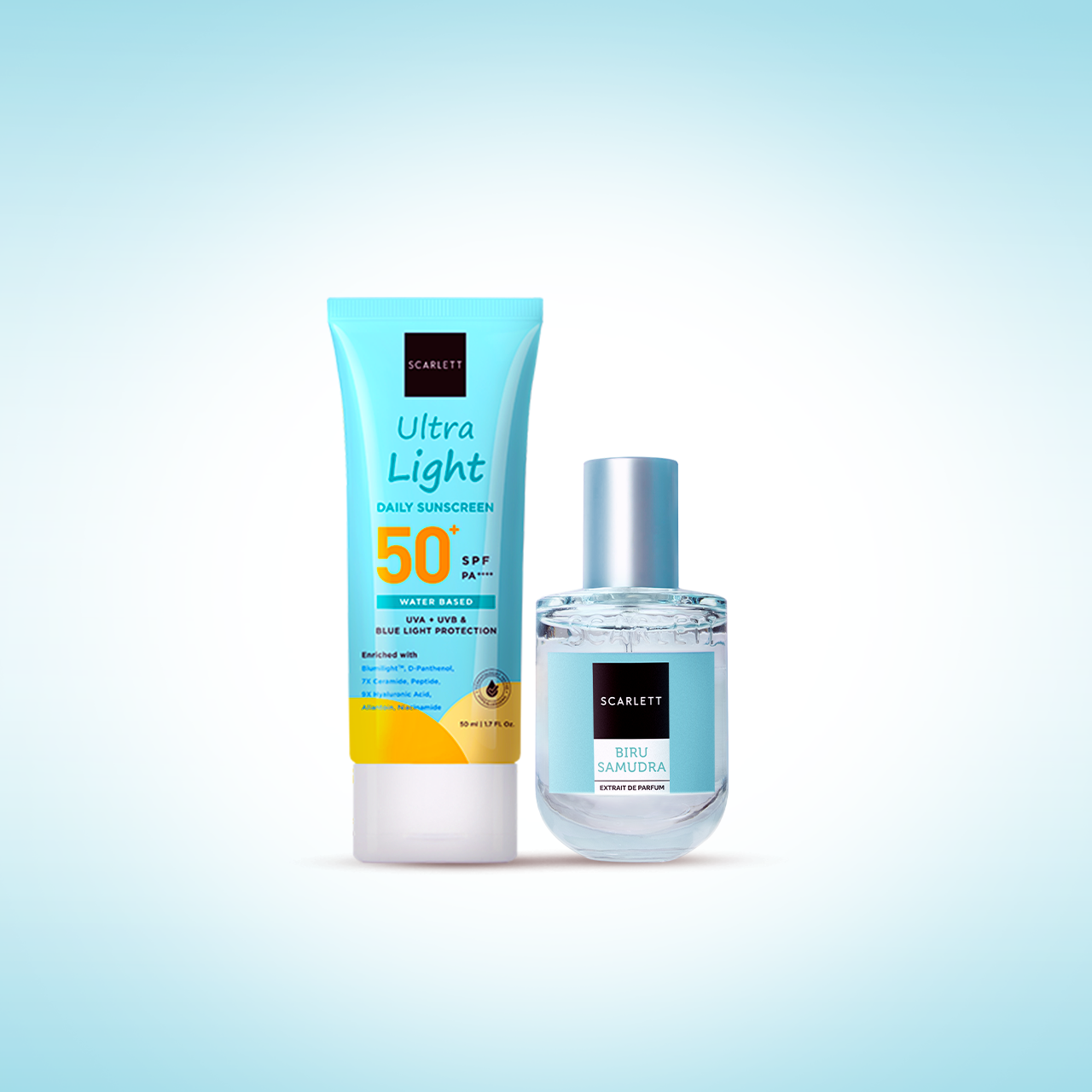 Scarlett Ultra Light Daily Sunscreen + Extrait De Parfum Biru Samudra