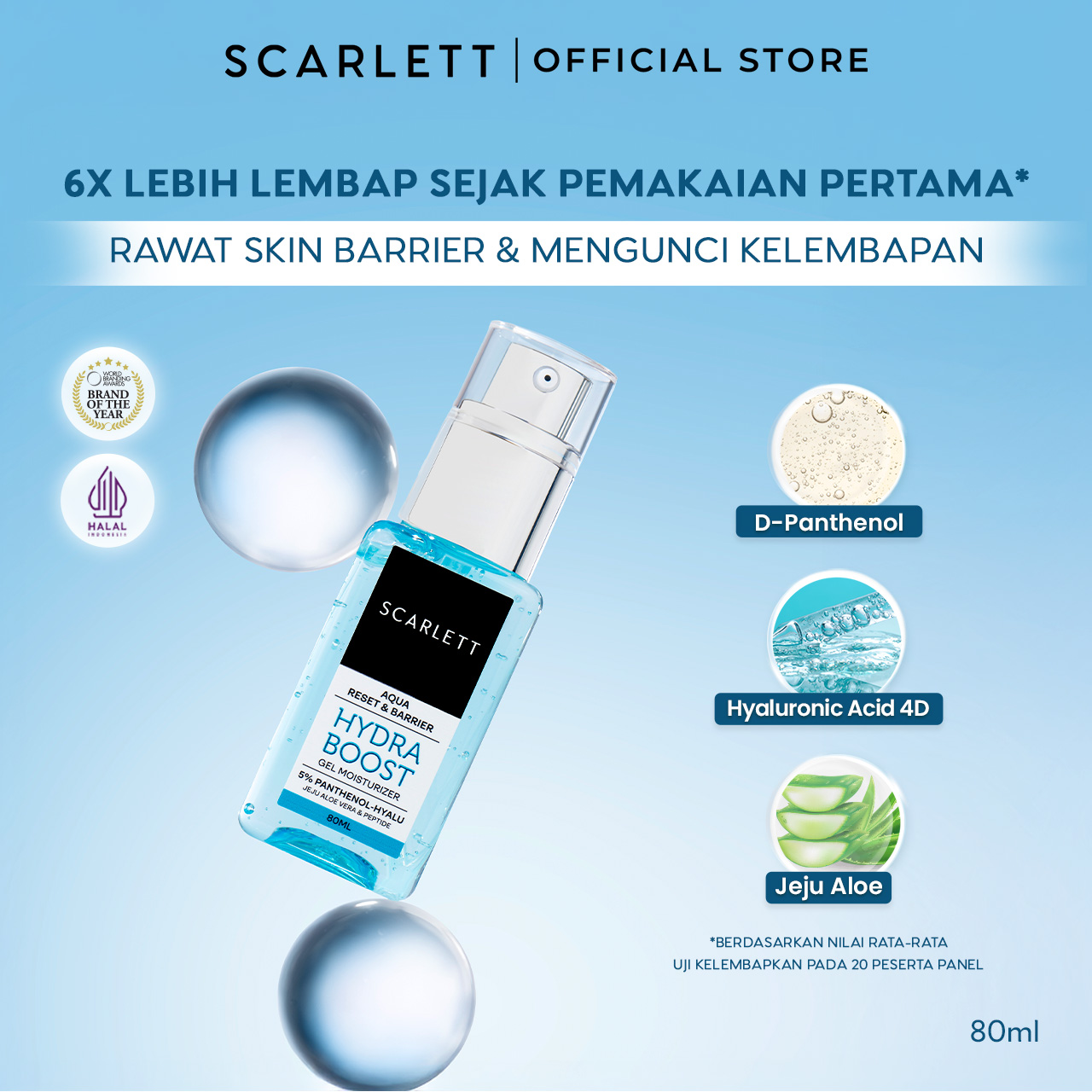 Scarlett Aqua Reset & Barrier Hydra Boost Gel Moisturizer 5% Panthenol-Hyalu