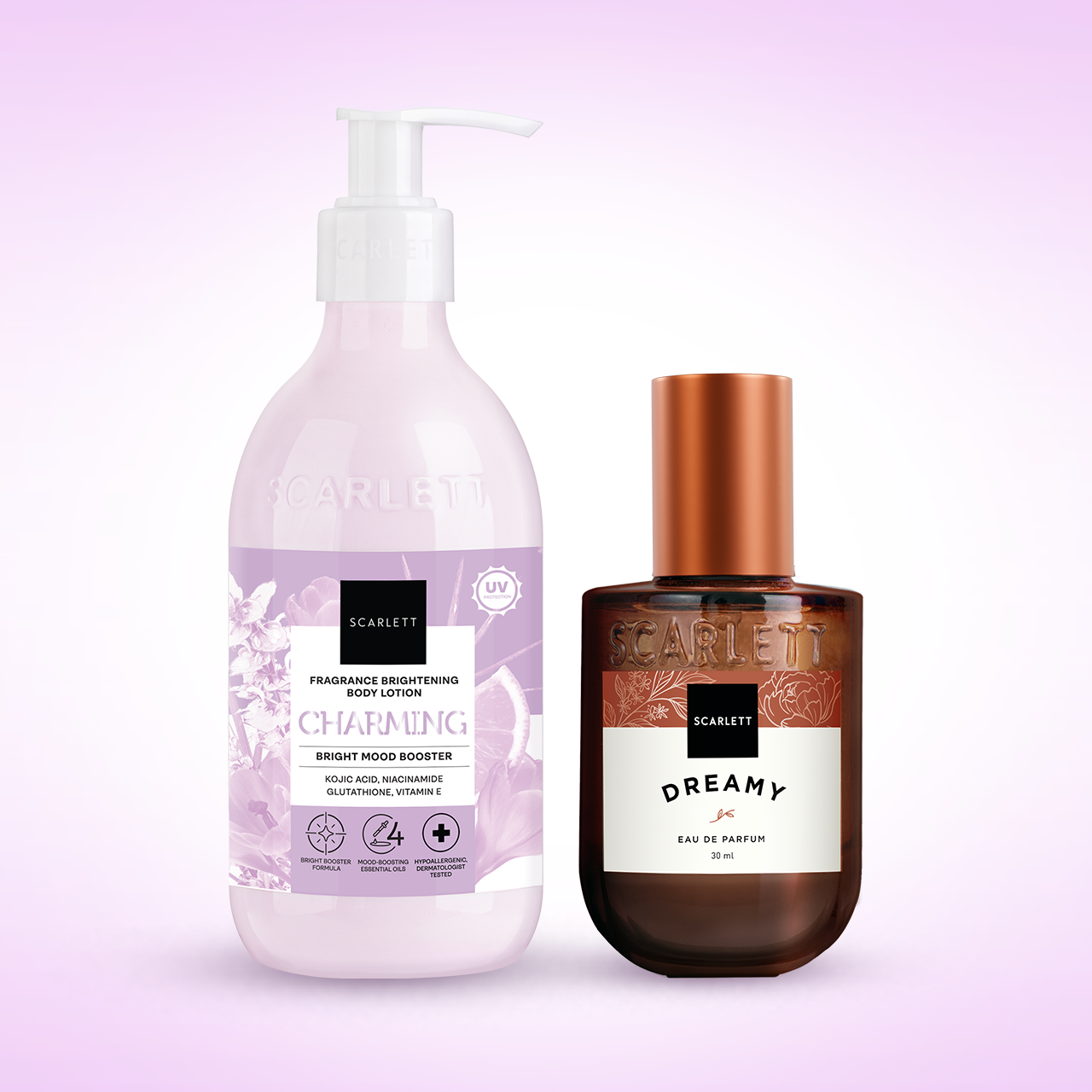 Scarlett SCENT-SATIONAL DUO - Fairytale Whisper (Body Lotion Charming Booster + Parfum Dreamy)