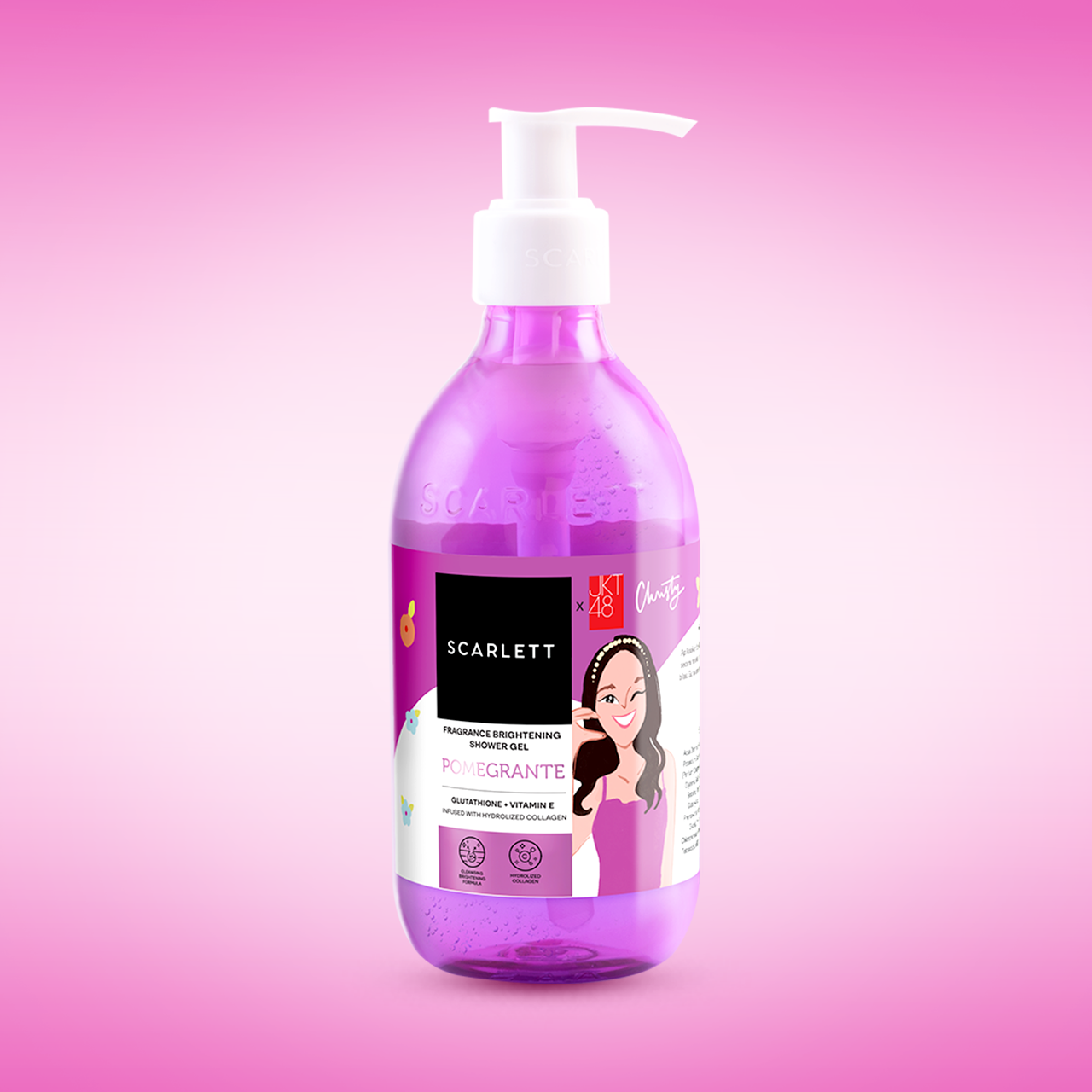 Scarlett Fragrance Brightening Shower Gel Pomegrante | Body Wash | Sabun Mandi Cair