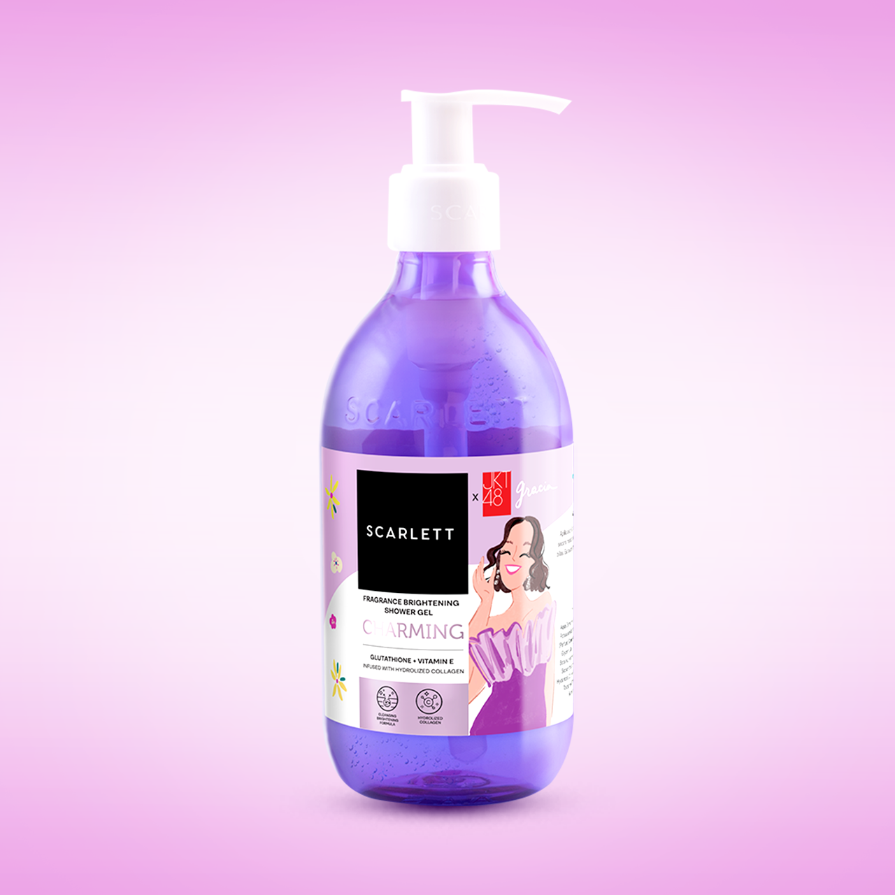 Scarlett Fragrance Brightening Shower Gel Charming | Body Wash | Sabun Mandi Cair