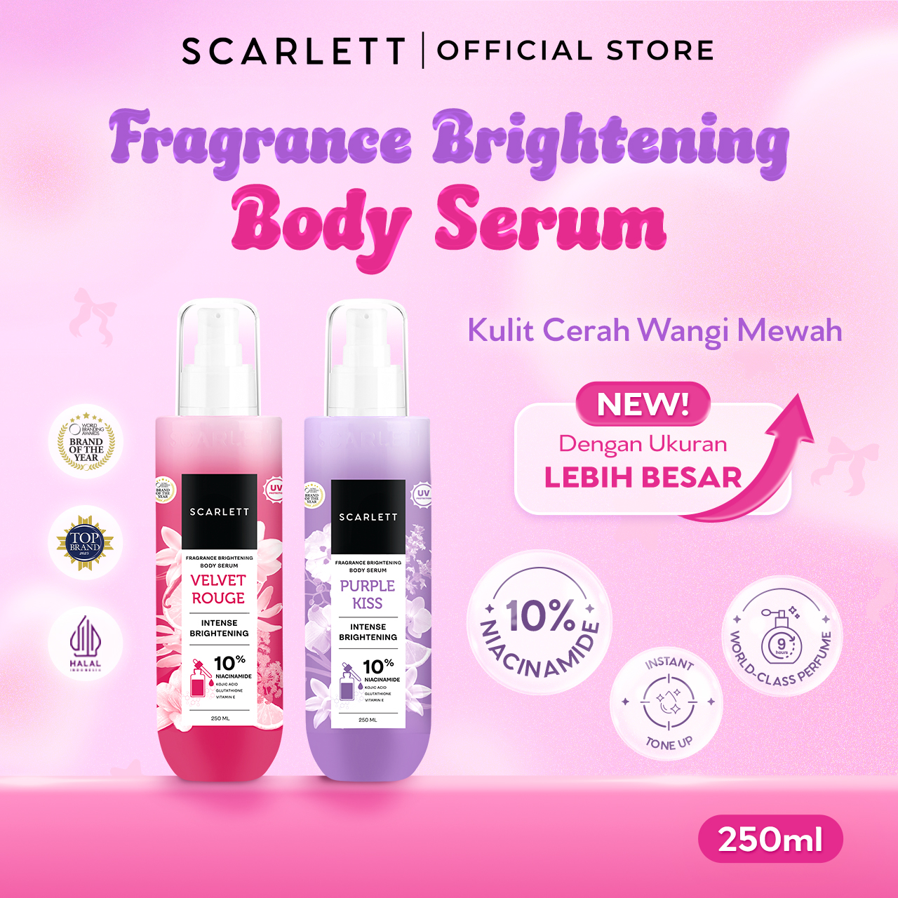 [NEW LAUNCH] BIG SIZE 10% Niacinamide Purple Kiss Fragrance Brightening Body Serum | Mencerahkan Kulit | Untuk Kulit Belang | Cerah Seketika | Wangi Mewah Tahan Lama