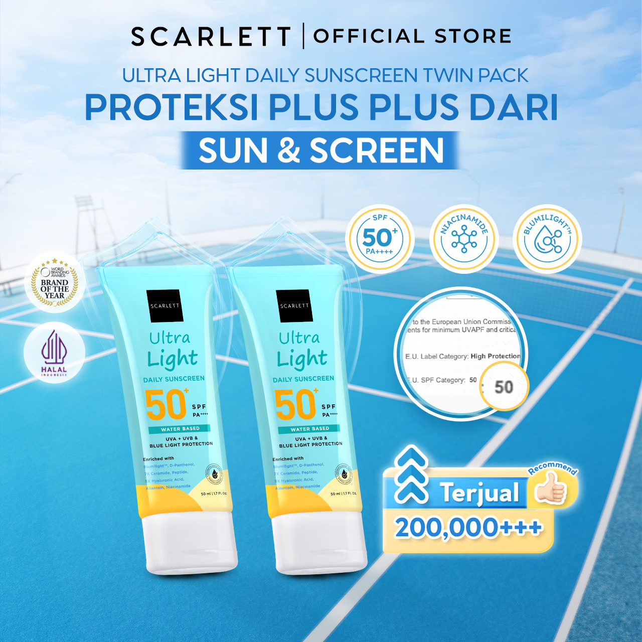 Scarlett Ultra Light Daily Sunscreen Twin Pack 50ml