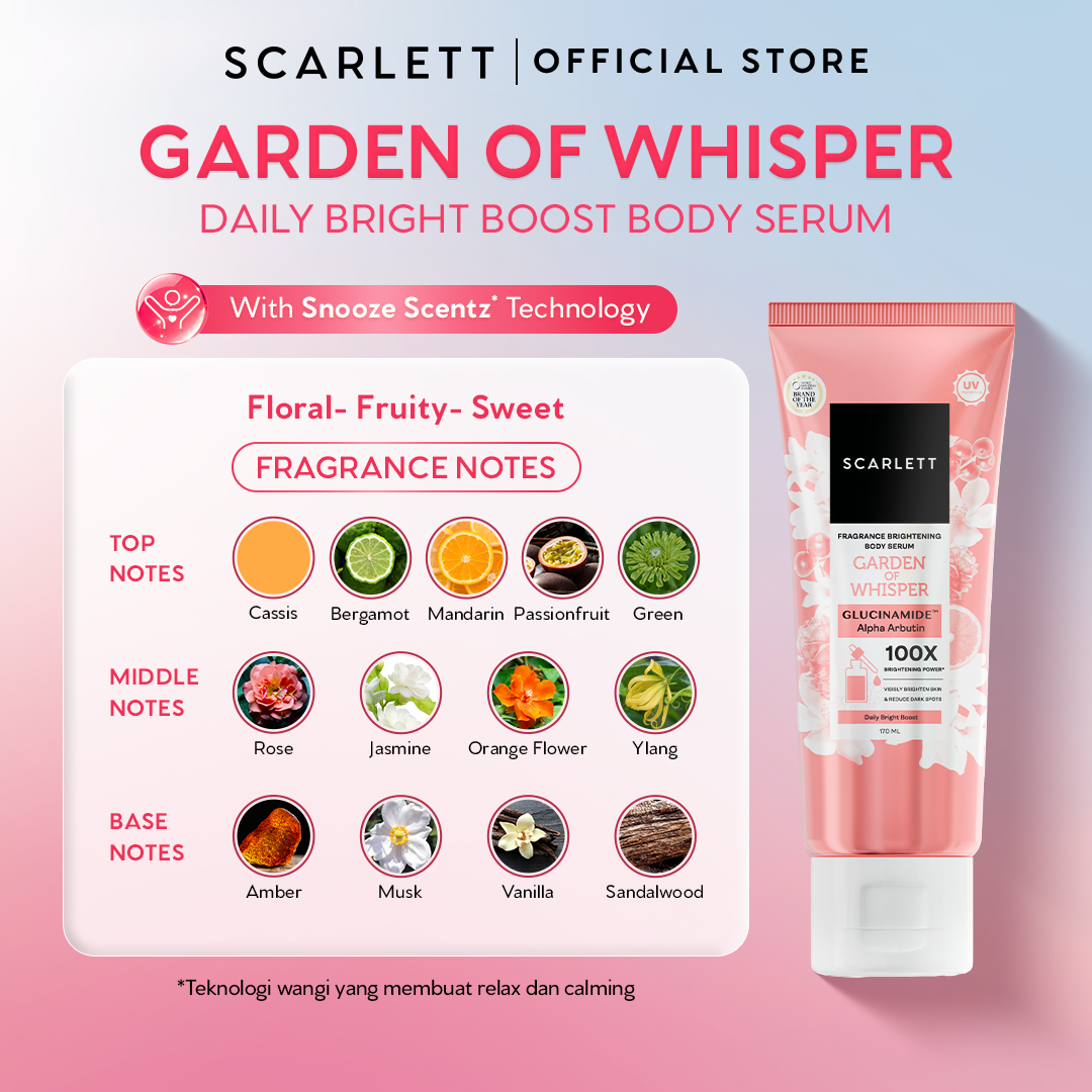 [NEW LAUNCH] SCARLETT GLUCINAMIDE Fragrance Brightening Body Serum Garden of Whisper 170ml