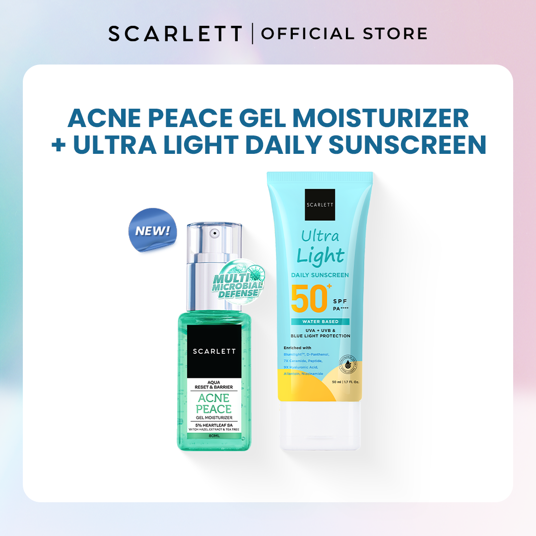 Scarlett Acne Peace Gel Moisturizer + Ultra Light Daily Sunscreen SPF50 PA++++