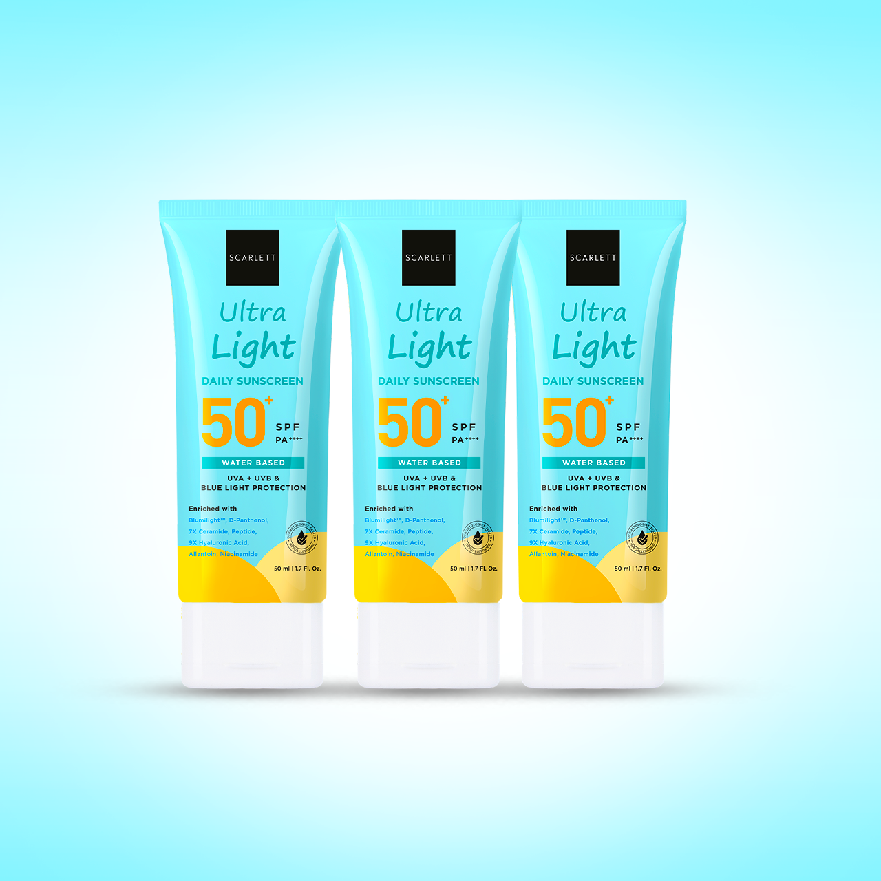 Scarlett Triplepack Ultra Light Daily Sunscreen SPF 50+ PA++++