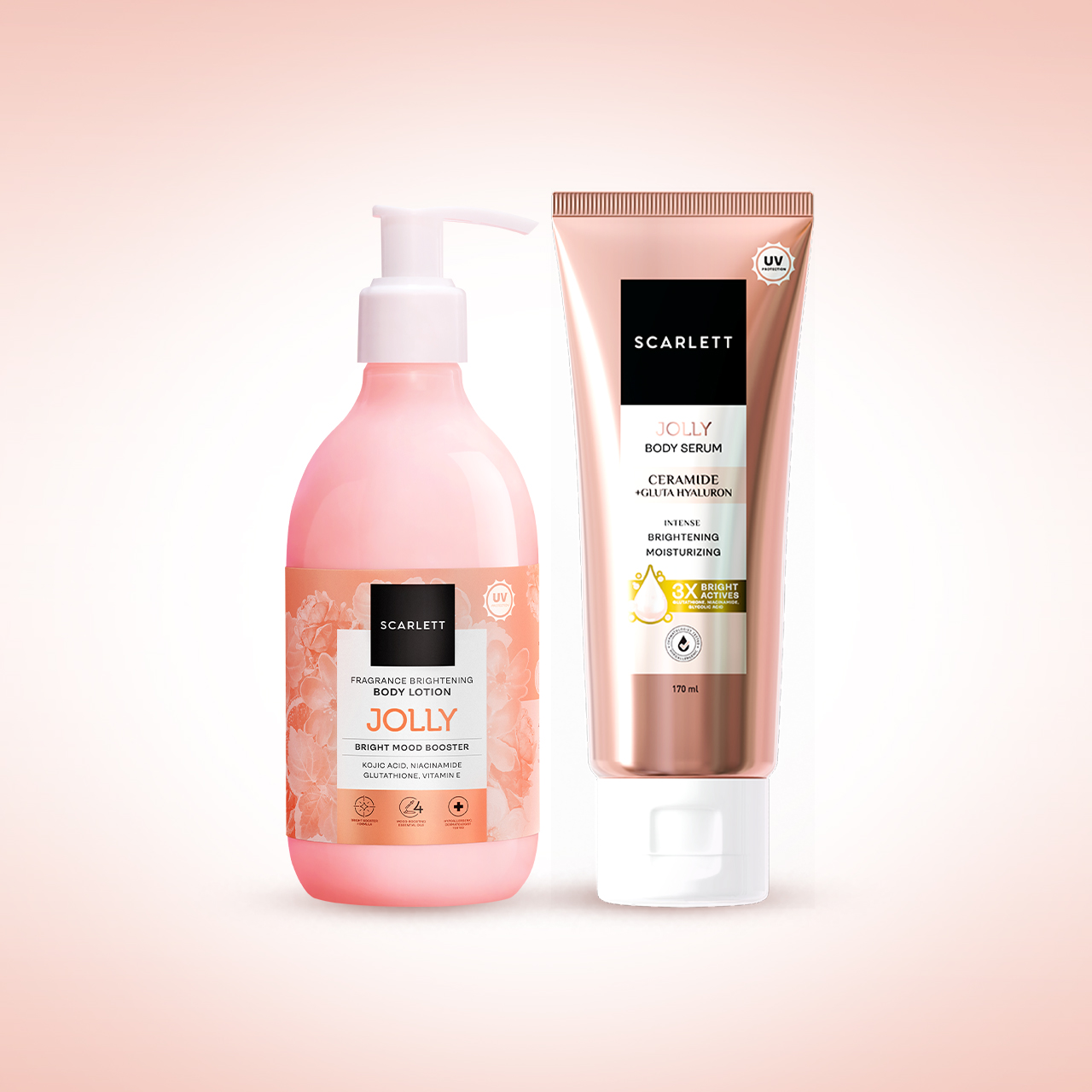 [89K GET 2] Scarlett Bundle Extra Cerah A - Scarlett Bundle Fragrance Brightening Body Lotion Jolly & Body Serum Tube Jolly