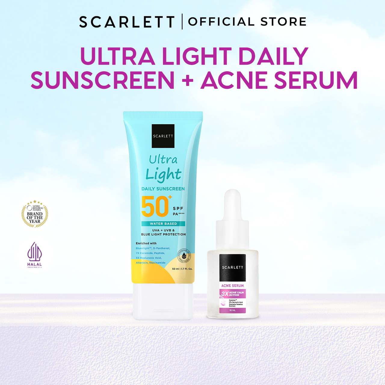 Scarlett Ultra Light Daily Sunscreen + Acne Serum