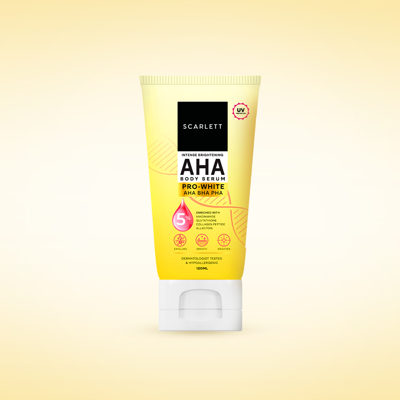 Scarlett Intense Brightening AHA Body Serum 5% AHA BHA PHA Tube - 120ml