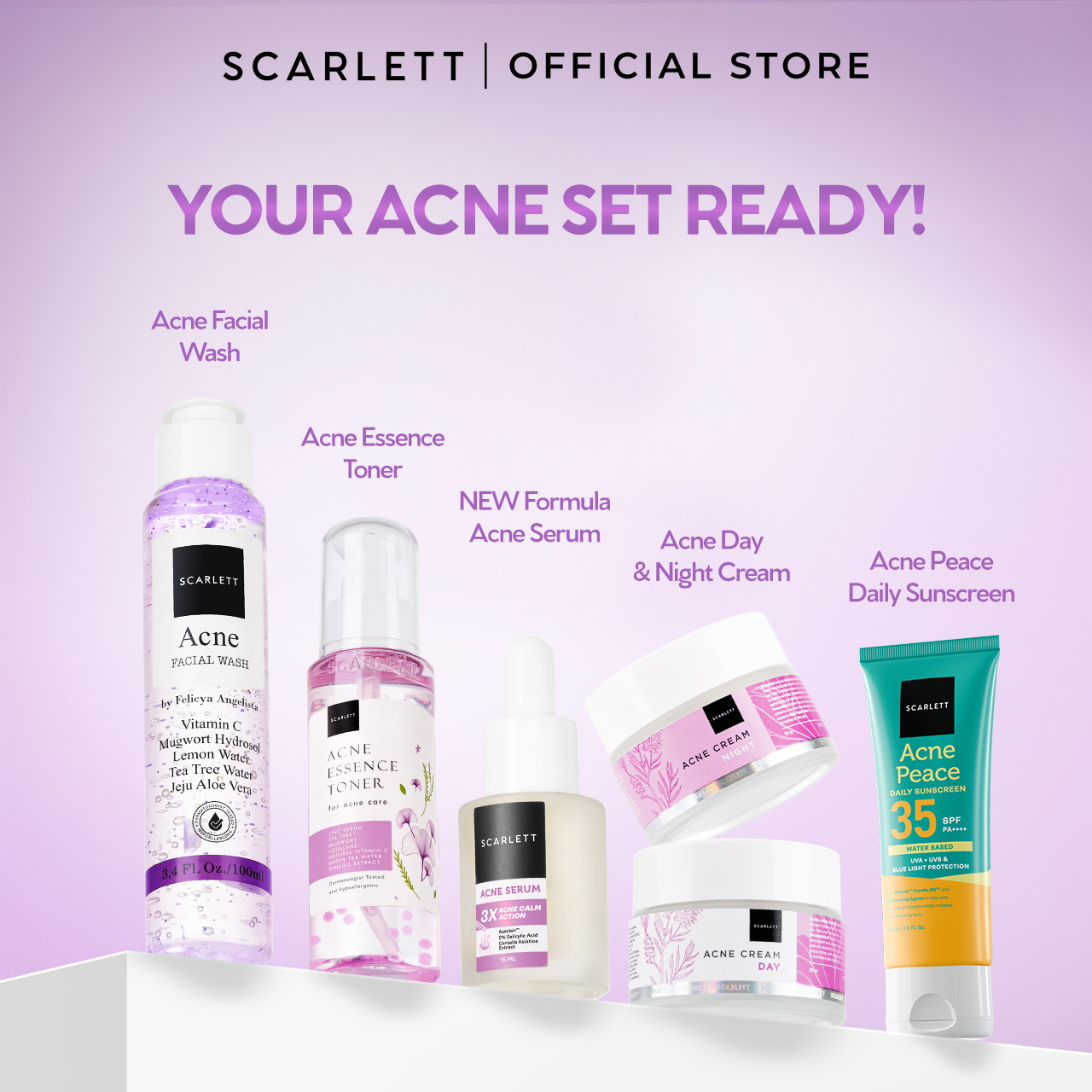 NEW FORMULA Scarlett Acne Serum Azeclair, 2% Salicylic Acid & Niacinamide - Serum Jerawat , Melawan Jerawat , Membantu Menyamarkan Tampilan Jerawat, Cocok Untuk Kulit Berjerawat