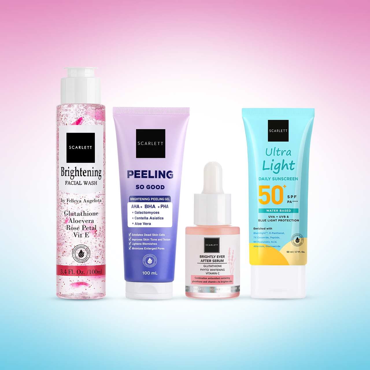 Scarlett 4pcs Skincare Daily Routine (Exfoliate)
