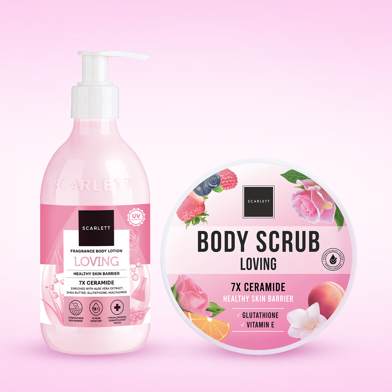 Scarlett Bundle Body Lotion + Body Scrub (Loving Booster)