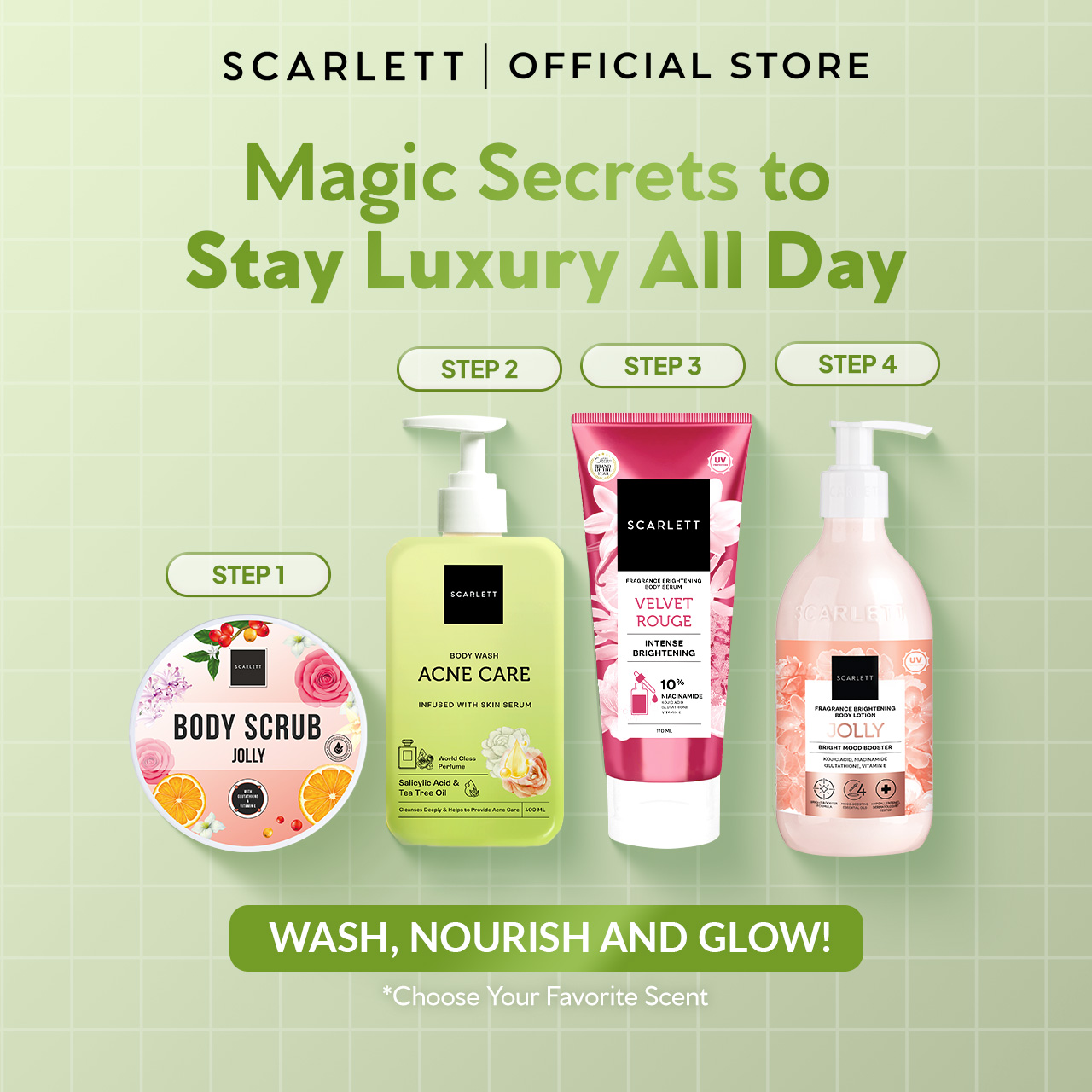 SCARLETT Perfumed Shower Serum 400ml – Acne Care | Anti-Acne Shower Gel dengan Salicylic Acid & Tea Tree Oil | Sabun Mandi Cair untuk Jerawat Punggung & Dada, Membersihkan Pori, Menenangkan Kulit Berjerawat | Shower Serum dengan Wangi Parfum Mewah Kelas Dunia