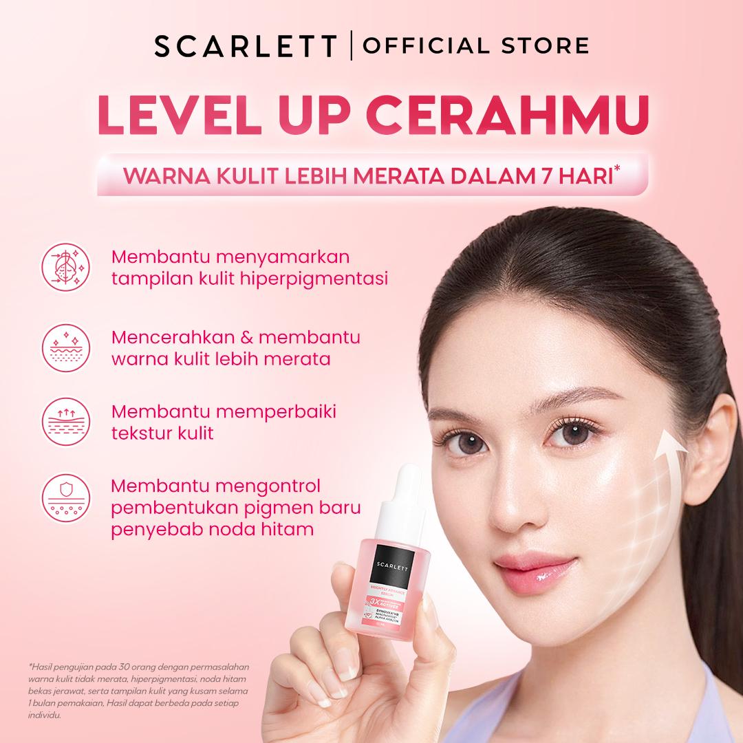 NEW FORMULA Scarlett Brightly Advance Serum 10% Niacinamide Alpha Arbutin Synovea - Serum brightening, Serum pencerah, Membantu Menyamarkan dark spot, Memperbaiki warna kulit tidak merata, menyamarkan bekas jerawat