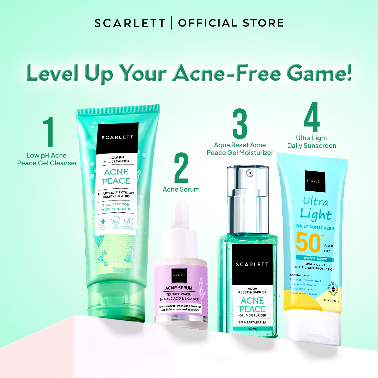 SCARLETT Twinpack Low pH Acne Peace Gel Cleanser-Facial Wash Gentle Sabun Cuci Muka Low pH (100ml x 2)