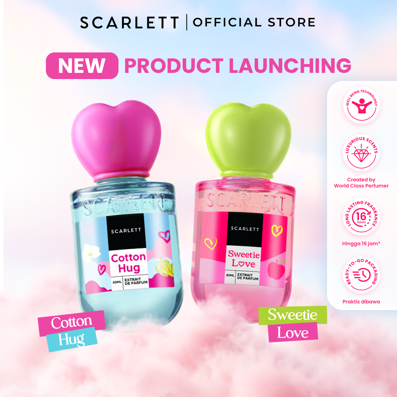 [NEW] Scarlett Whitening Extrait De Parfum Bundling Sweetie Love & Cotton Hug 30ml