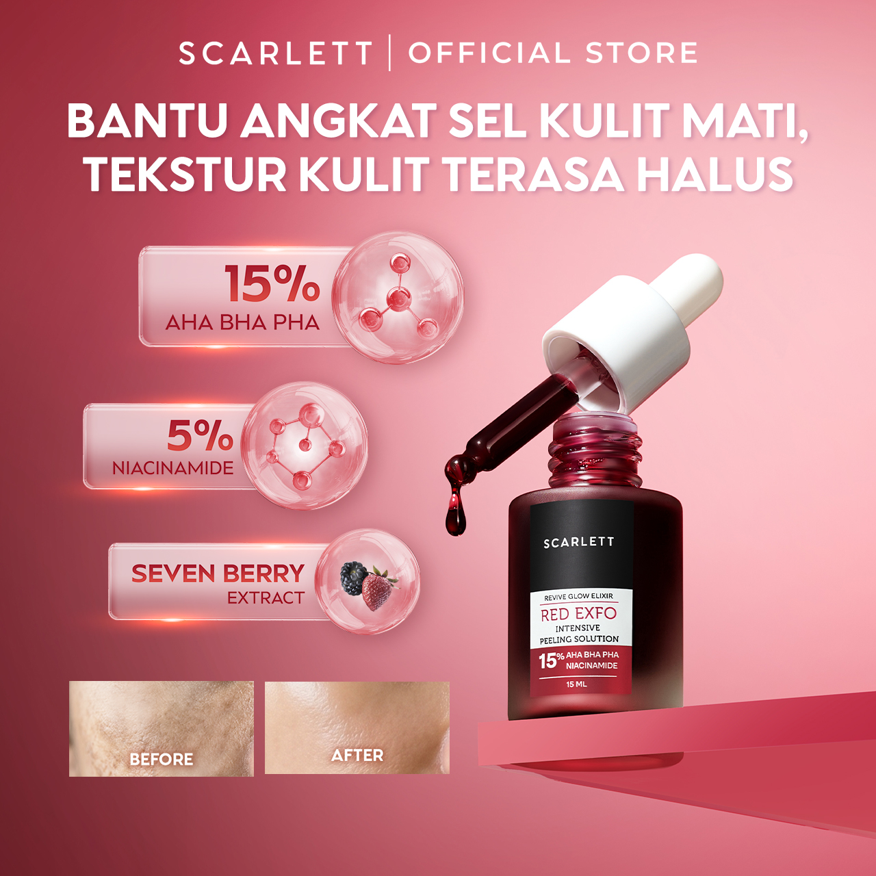 Scarlett Revive Glow Elixir Red Exfo Intensive Peeling Solution
